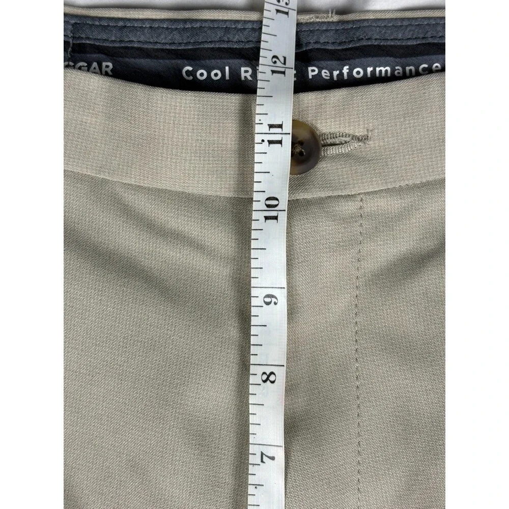 Haggar Cool Right Performance Flex Pants Mens 34x30 Khaki Classic Fit Flat Front - Picture 8 of 10